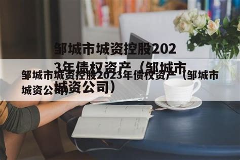 邹城市城资控股2023年债权资产（邹城市城资公司）-城投定融网
