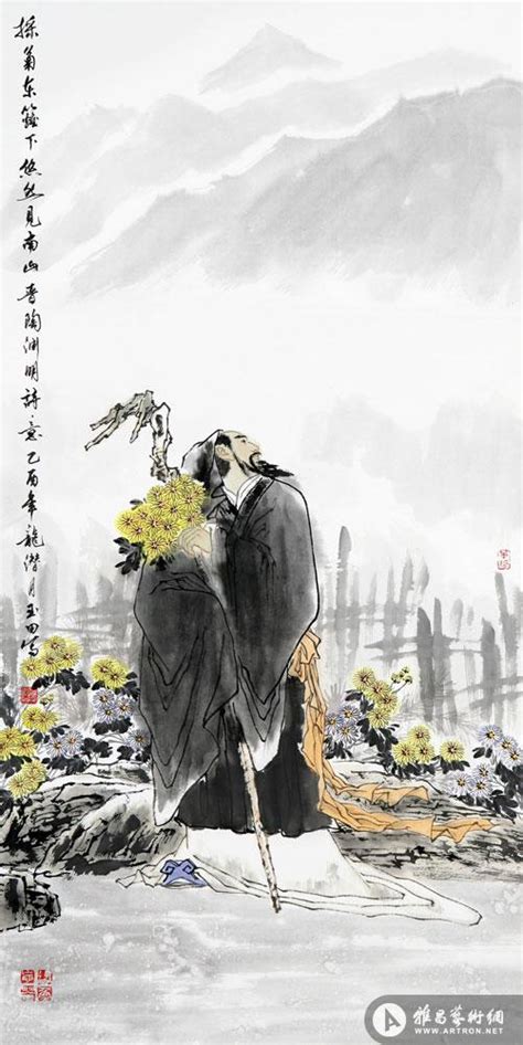 采菊东篱下，悠然见南山。|纯艺术|国画|杨晓峰 - 原创作品 - 站酷 (ZCOOL)