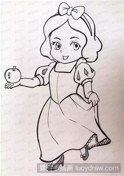 卡通并且带颜色的白雪公主怎么画 简单又超漂亮的白雪公主绘制教程-露西学画画