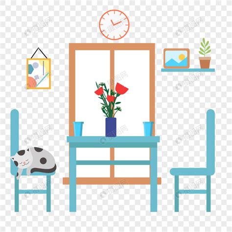 客厅房间起居室扁平风格蓝色桌椅元素素材下载-正版素材402104316-摄图网