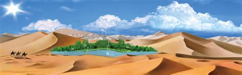 《沙漠变绿洲》儿童画