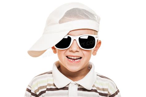 戴帽子与墨镜的小男孩摄影高清jpg格式图片下载_熊猫办公