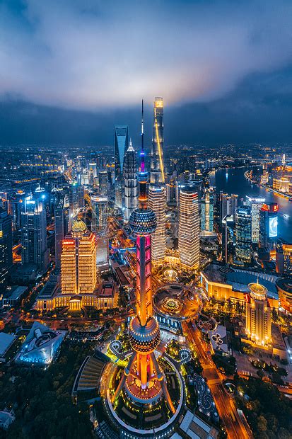 上海陆家嘴四件套超级夜景高清图片下载-正版图片501370208-摄图网