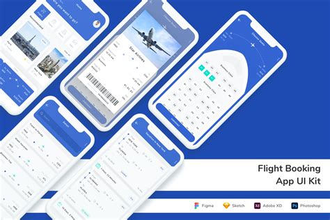 航班预订App手机应用程序UI设计套件 Flight Booking App UI Kit – 设计小咖