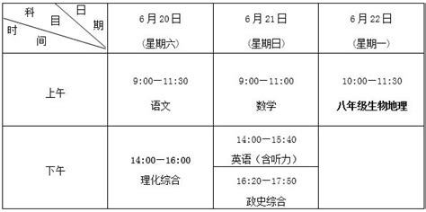 2015年荆州中考时间及科目安排