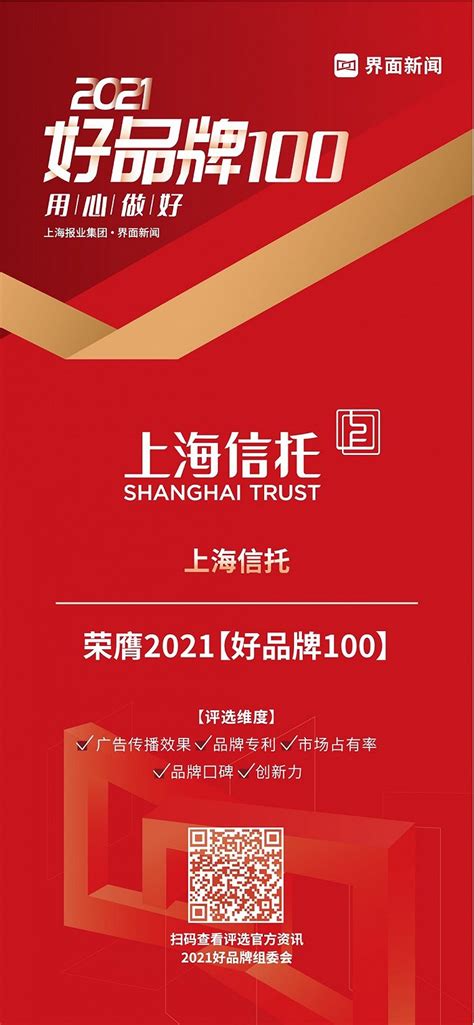 上海信托荣获2021【好品牌100】信托行业主榜品牌|界面新闻