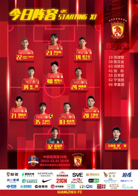 梅州VS广州队首发：广州队全员U23，艾菲尔丁、谭凯元出战-直播吧