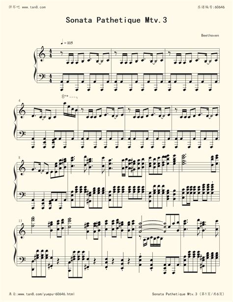 贝多芬悲怆奏鸣曲第三乐章钢...调六线简谱-虫虫吉他谱免费下载