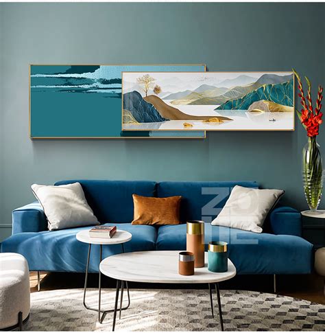 新中式客厅装饰画现代简约抽象山水壁画沙发背景墙意境挂画三联画-抽象画-2021美间（软装设计采购助手）
