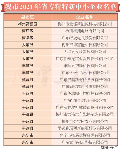 梅州18家企业上榜2021年广东省专精特新中小企业名单
