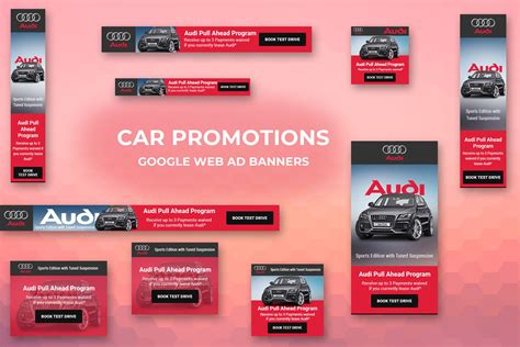 汽车品牌谷歌&百度联盟网站广告Banner设计模板 Car Advertisement Web Ad Banner Template – 设计小咖