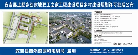 安吉县上墅乡刘家塘职工之家工程建设项目乡村建设规划许可批后公布