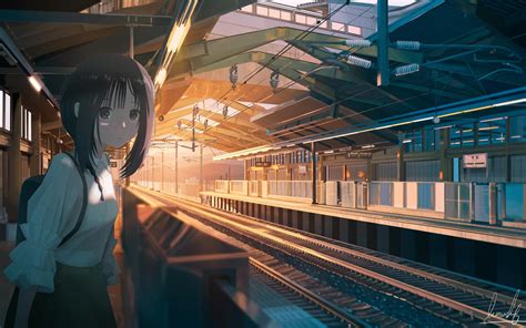 车站等地铁的女孩动漫壁纸-壁纸图片大全