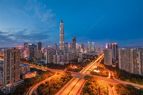 黎明前的深圳湾城市风光高清图片下载-正版图片500575549-摄图网