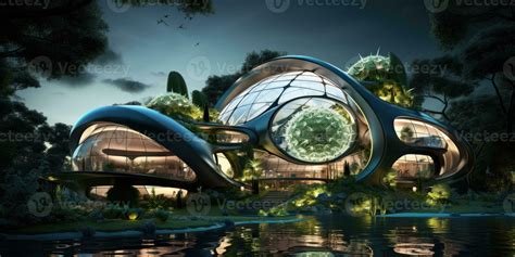 Futuristic eco building design, city the future. Generative AI 30329056 ...