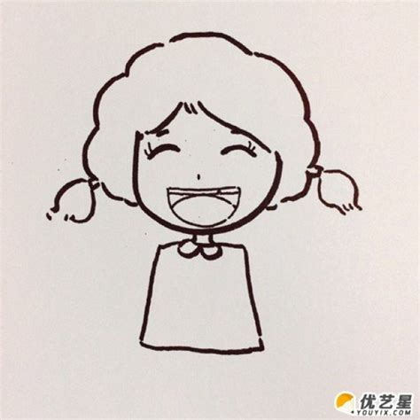 活泼开朗的小女孩怎么画 笑容的女生简笔画画法 可爱小学女生卡通画手绘教程[ 图片/9P ] - 才艺君