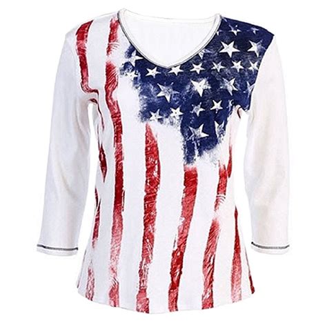 American Summer Ladies Patriotic Shirt With Stars and Stripes - Walmart.com
