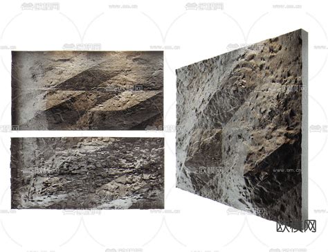 现代石岩墙 石岩壁-免费3dmax模型库-欧模网