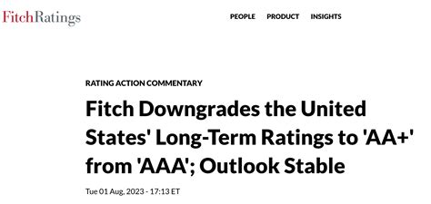 惠誉将美国评级下调至AA+：过去20年治理标准稳步恶化_凤凰网