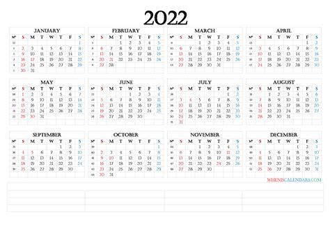 Free Printable Calendar Templates 2022 - 2022 Calendar Printable