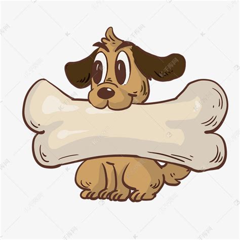 小狗吃骨头趣味标签素材图片免费下载-千库网