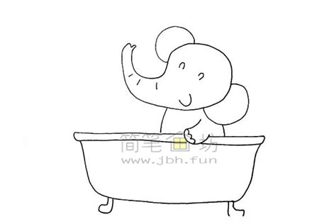 爱洗澡的小象简笔画绘画步骤【彩色】 - 学院 - 摸鱼网 - Σ(っ °Д °;)っ 让世界更萌~ mooyuu.com