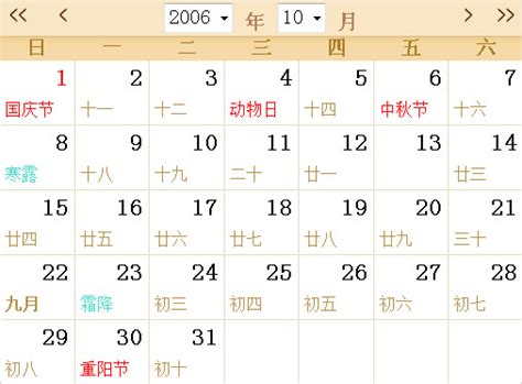 2006全年日历农历表 - 第一星座网