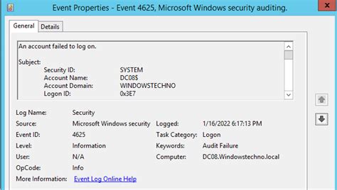 Event ID 4625 - An account failed to log on - WindowsTechno