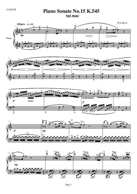 莫扎特：第40交响乐第一乐章_钢琴谱_歌谱下载_搜谱网