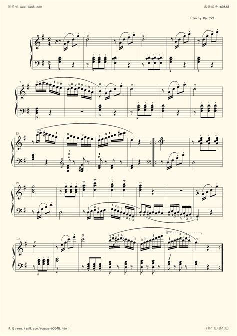 《车尔尼钢琴初步教程_作品599练习曲_No.45,钢琴谱》车尔尼（五线谱 钢琴曲 指法）-弹吧|蛐蛐钢琴网