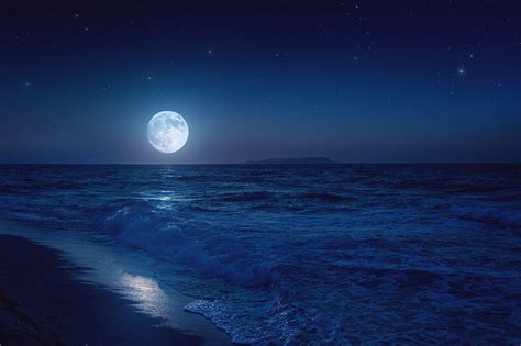 月球,海洋,在上面,北极星,月亮,星星,夜晚,超新星,海滩,水,摄影素材,汇图网www.huitu.com
