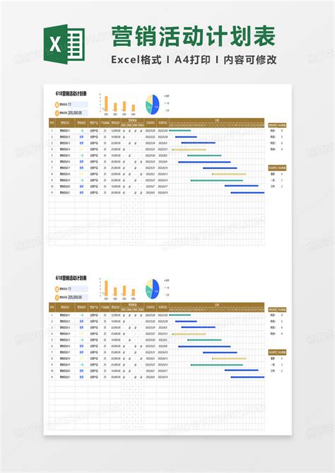 618营销活动计划表Excel模板下载_熊猫办公