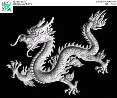 古典龙首花纹黑白浮雕图其他素材免费下载_红动中国