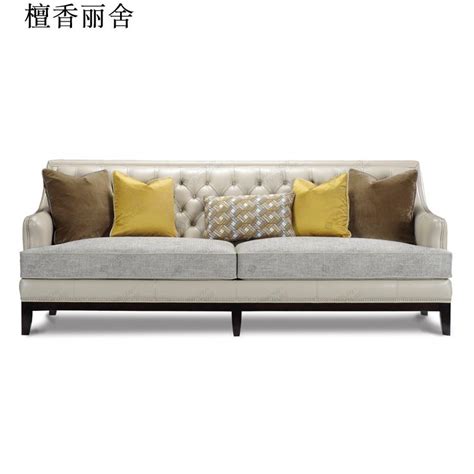 檀香丽舍美式皮布沙发客厅沙发组合现代简约美式沙发可拆装包邮-美间设计