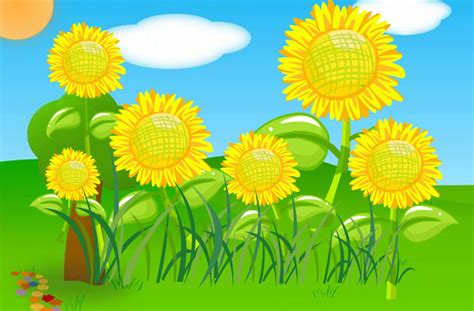 蓝天下的向日葵插画图片下载-正版图片401130113-摄图网