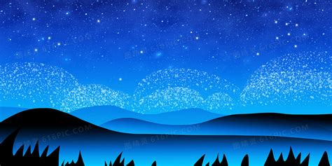 宁静优雅的手绘卡通夜晚星空背景背景图片下载_4724x2362像素JPG格式_编号1xgf2q4mz_图精灵