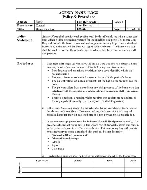 Standard operating procedure template in Word and Pdf formats
