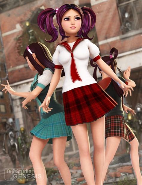 Anime School Girl Uniform » Daz3D and Poses stuffs download free ...