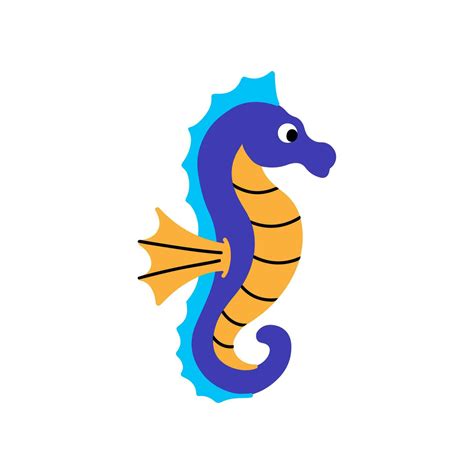Seahorse, cartoon marine character. Funny sea animal character used for ...