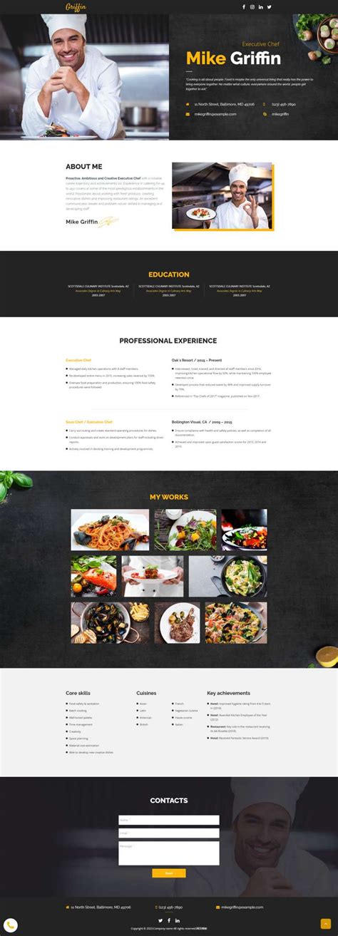 html个人介绍网页设计简单，厨师主页介绍模板下载-17素材网