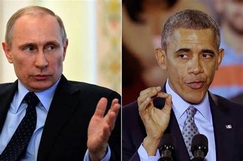 奥巴马、普京碰面冷漠握手画面
