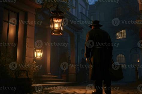 AI generated A night watchman patrolling the quiet streets 35357486 ...