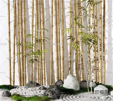 新中式竹子石头景观小品3d模型下载_ID10259712_3dmax免费模型-欧模网