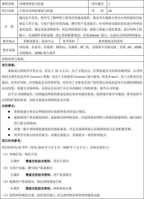 小型办公网络项目任务书_word文档免费下载_文档大全