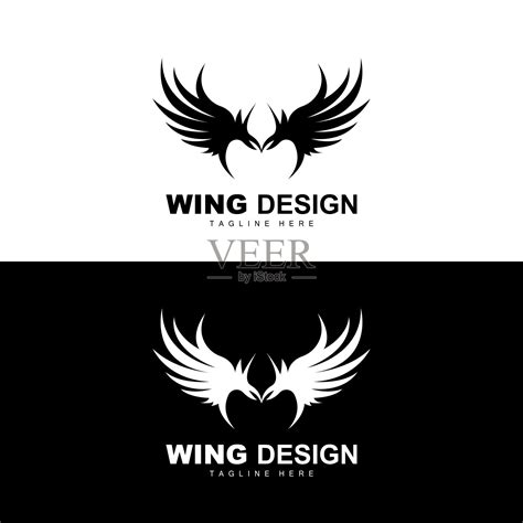 各种双翼翅膀标志logo平面设计素材