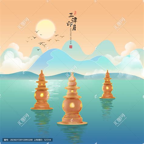 西湖三潭印月图画图片 西湖三潭印月图画图片