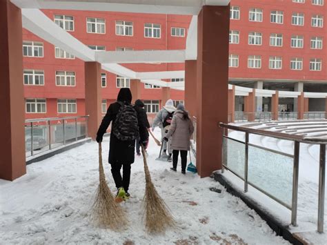 情暖校园 我校志愿者进行扫雪除冰活动_山东省菏泽信息工程学校