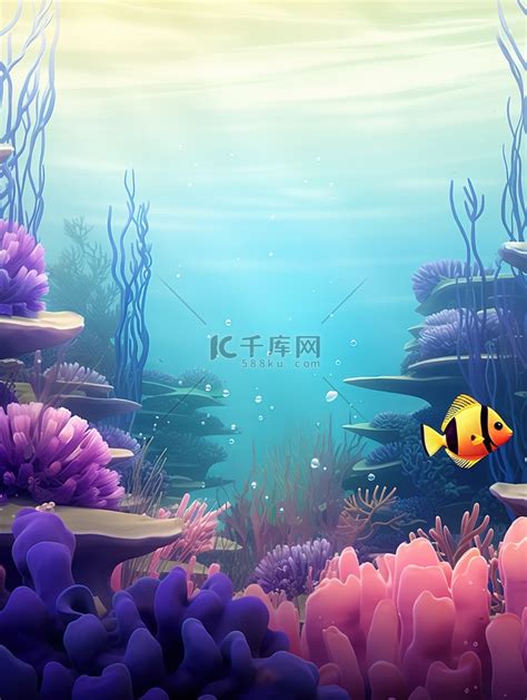 海底世界海藻贝壳神秘童话10插画图片-千库网