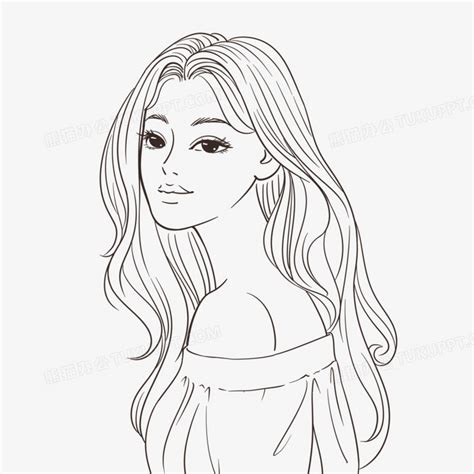 手绘头像温柔侧面女生
