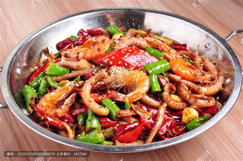 干锅鱿鱼虾,中国菜系,食品餐饮,摄影素材,汇图网www.huitu.com